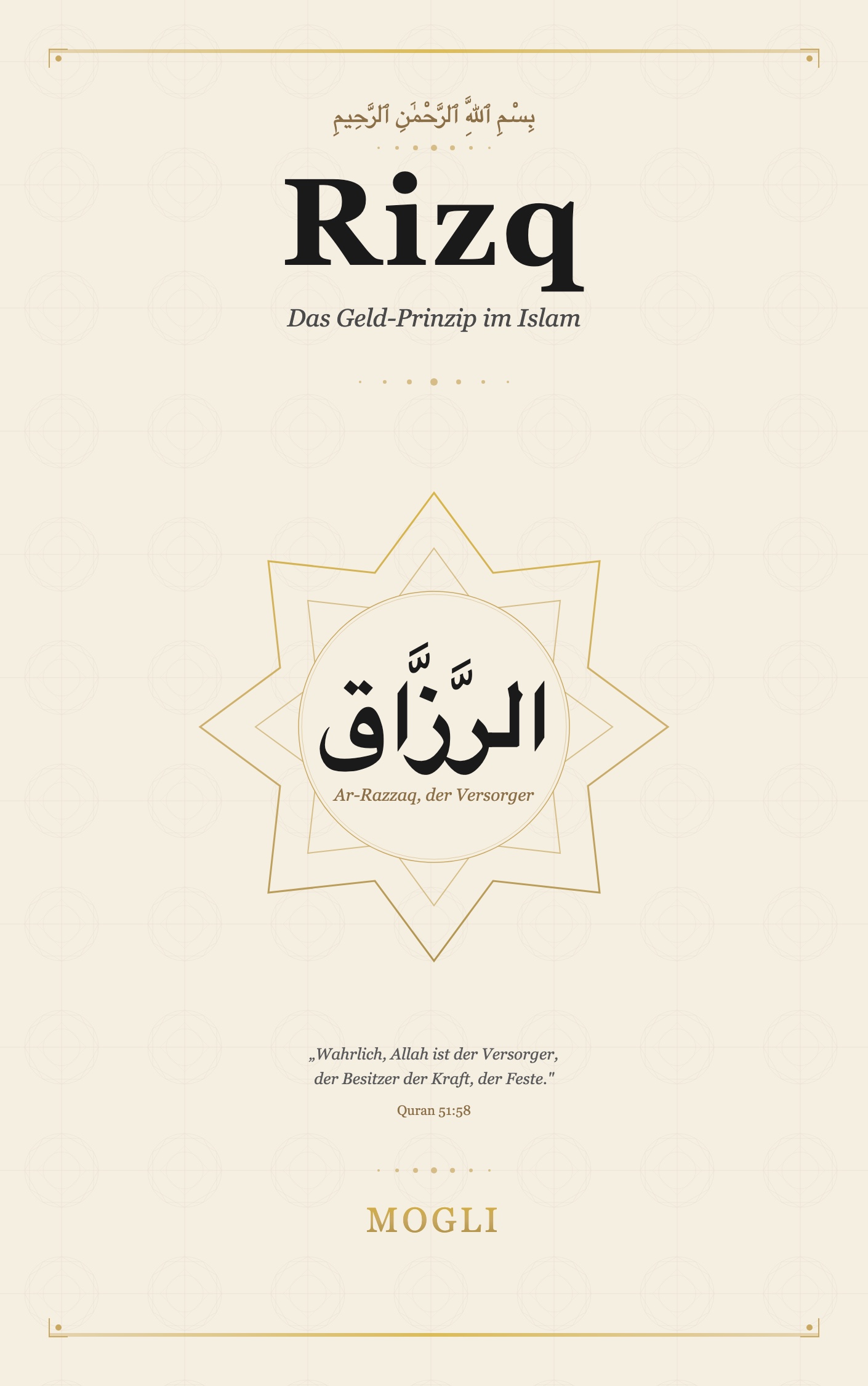 Buchcover: Rizq, das Geld-Prinzip im Islam